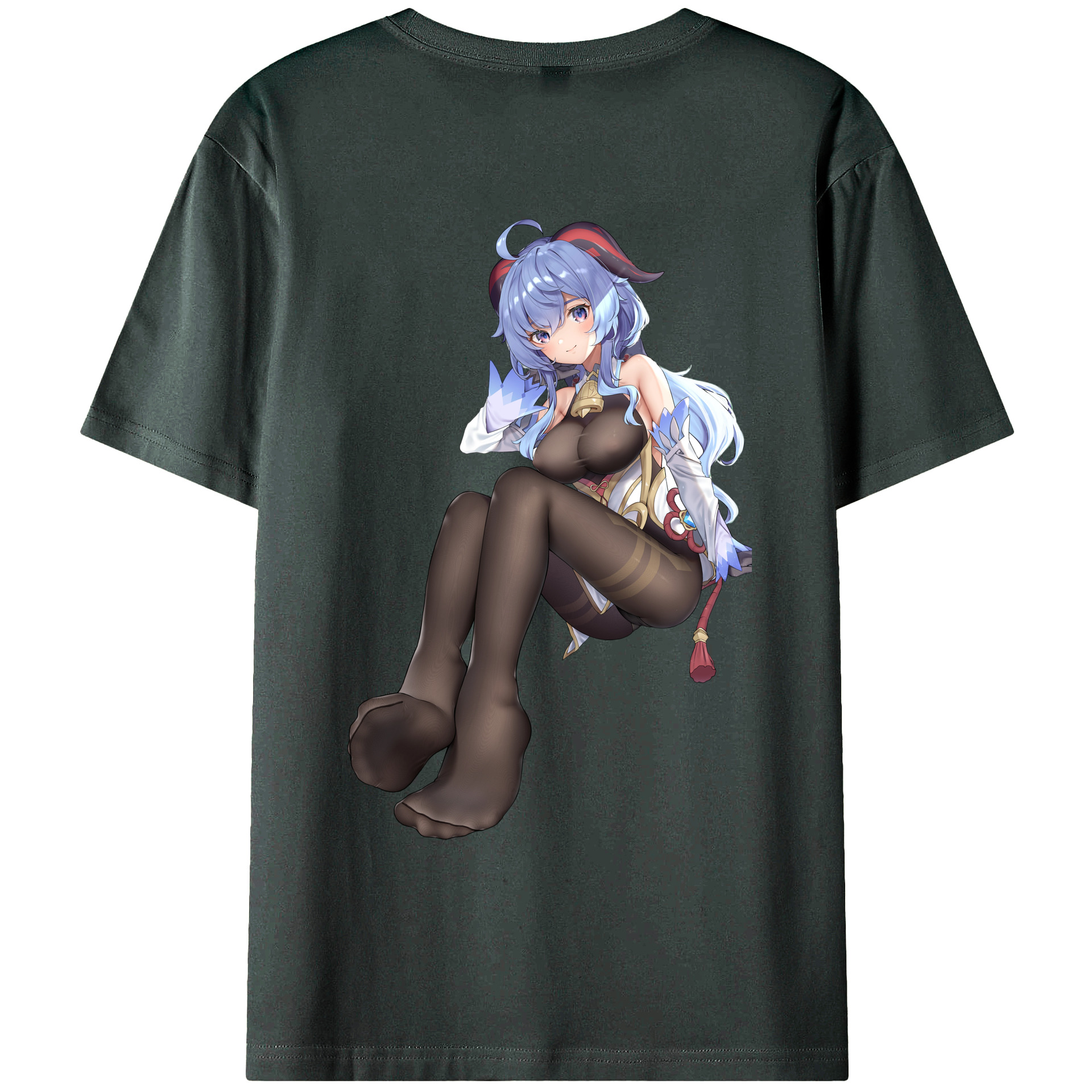 げんし神 甘雨 かんう genshin Ganyu 綿100％ メンズ半袖Tシャツ（バックプリント） 通気性